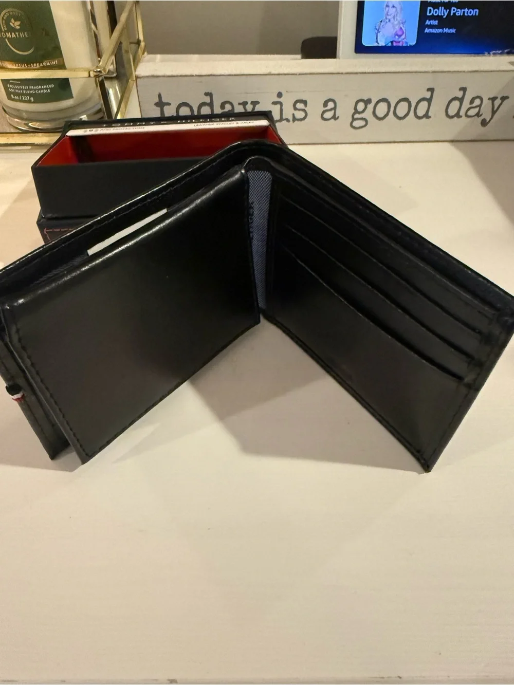 Tommy Hilfiger Black Leather RFID Card Holder Wallet